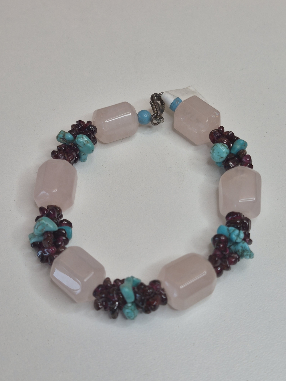Handmade Rose Quartz & Turquoise Beaded Bracelet